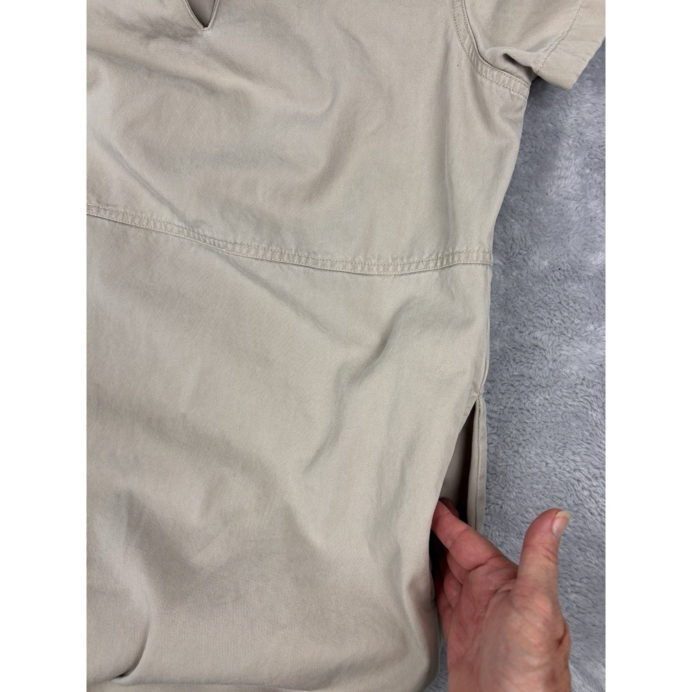 Susan Bristol Maxi Dress Khaki Denim Small Shift Pockets Minimalist Neutral - Picture 7 of 10